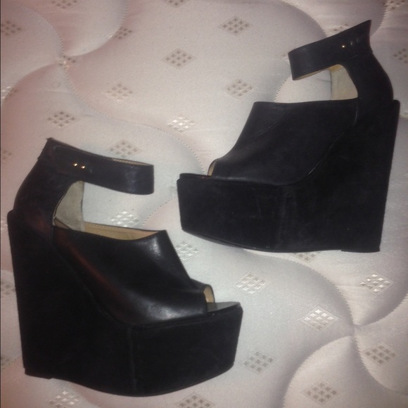 Black Suade Wedges
