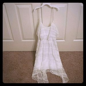 White Asymmetrical Lace Dress