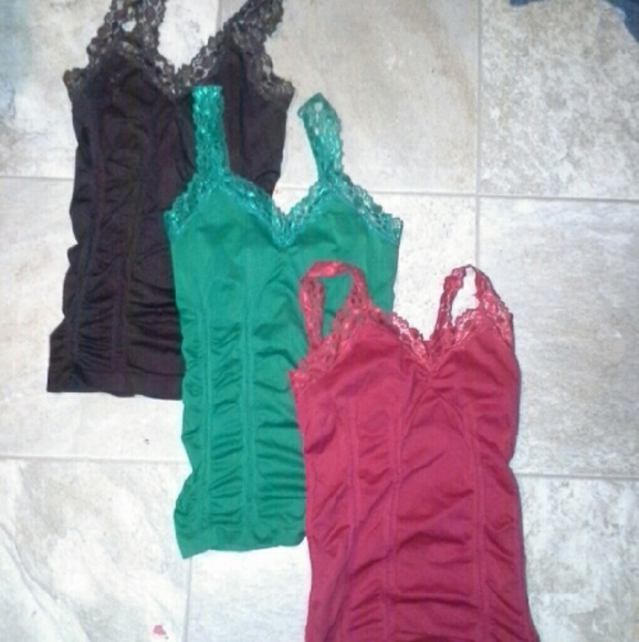 3 camis. Lace trims