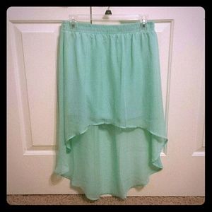 Mint Colored High Low Skirt