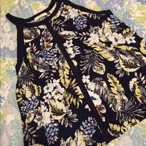 Navy Floral Print Tank