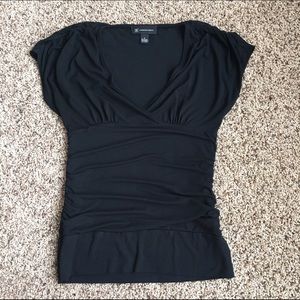 INC Black V Neck Short Sleeve Top