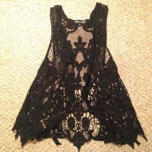 Black boho vest