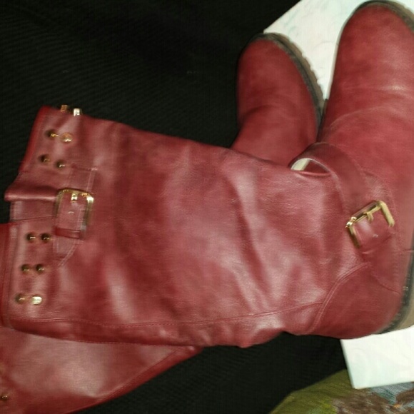 Super cute gold studded red boot