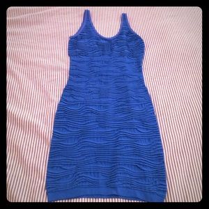 Textured blue body-con dress