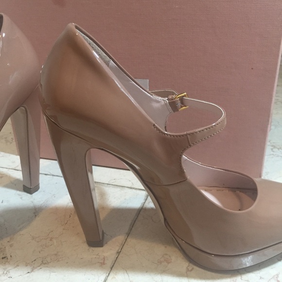 Miu Miu Patent Leather 130M Mary Jane Pump in Nude - Picture 2 of 4