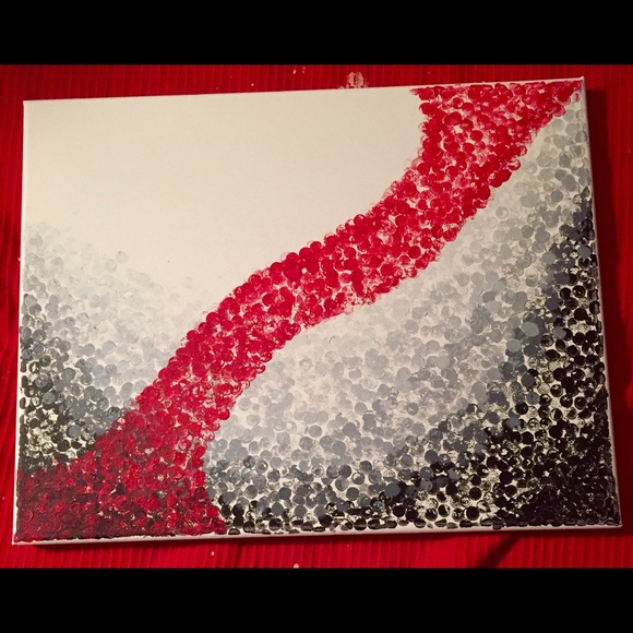 11x14 Red and Black dots painting