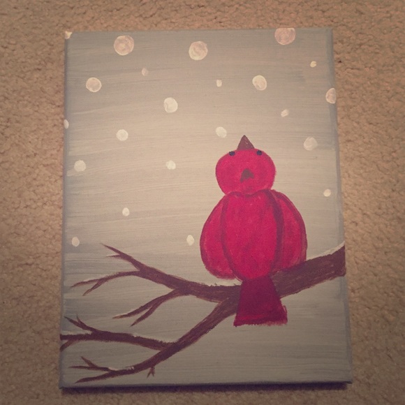 8x10 Red Bird in Snow painting