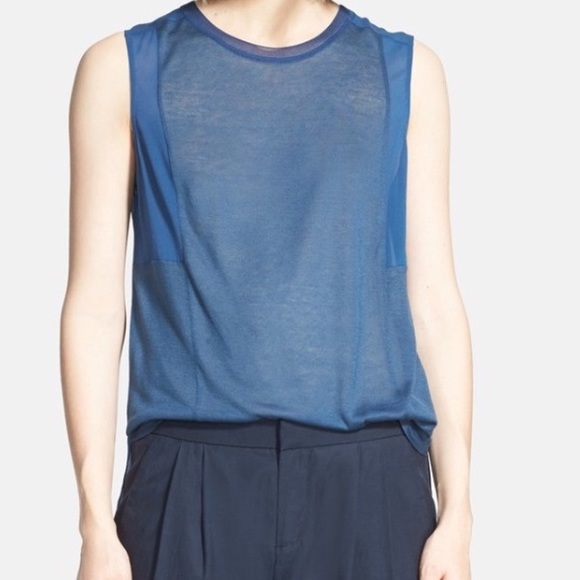 VINCE Mixed Media Silk Blend Tank LARGE NWT
