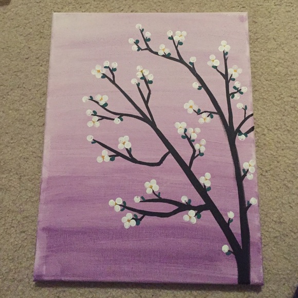 11x14 Purple and White Floral painting