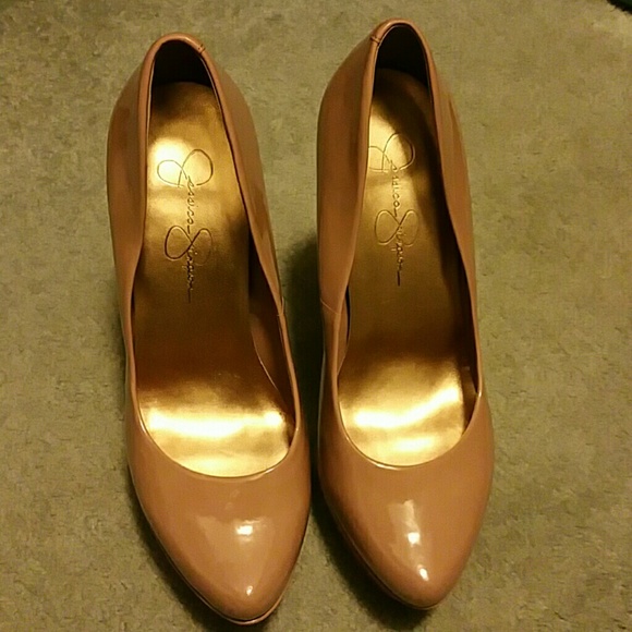 Beige Jessica Simpson high heels.