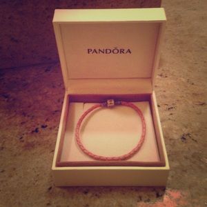 Pink braided leather Authentic Pandora bracelet