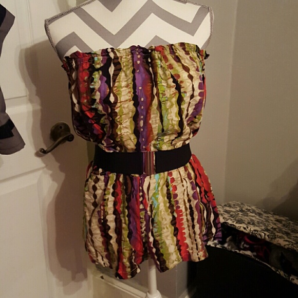 Multicolored Strapless Romper