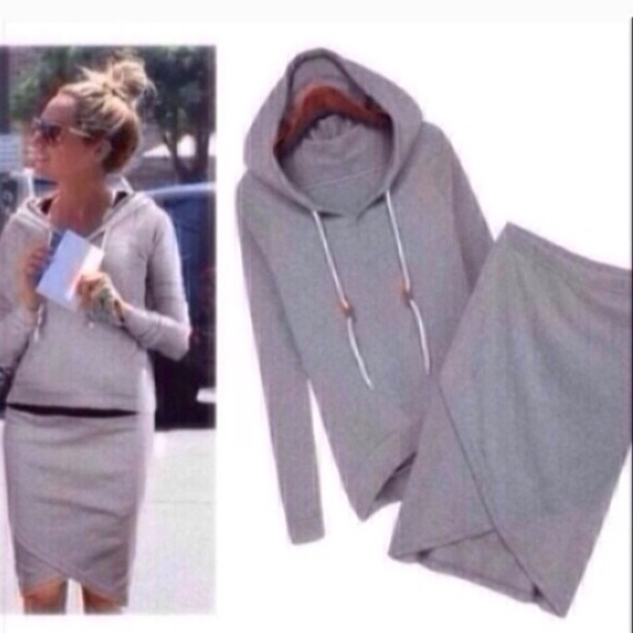 NWT Gray Hoodie Skirt Set Size S - Picture 3 of 3