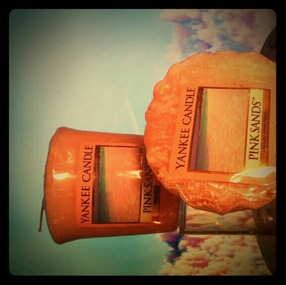 YankeeCandle Pink Sands sample candle and wax melt