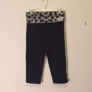 VS Pink fold over black yoga capris