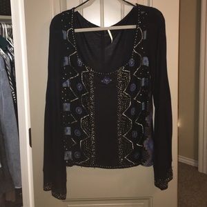 Black Beaded Free People Top