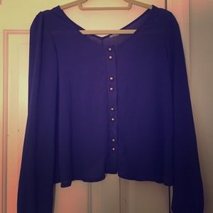 Dark royal blue blouse. Chiffon material