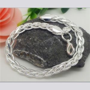 Silver Braided Link Rope Bracelet