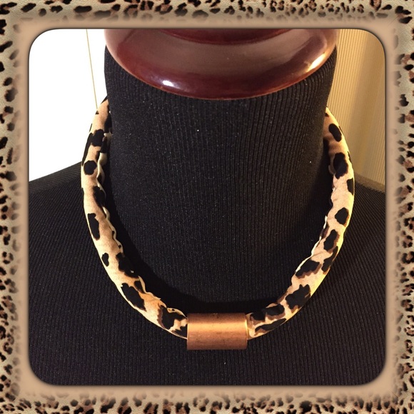 Handmade Cheetah Print Fabric Necklace