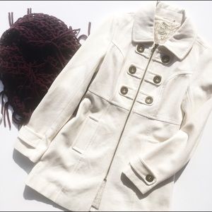 Long White Pea Coat