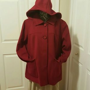 Red pea coat