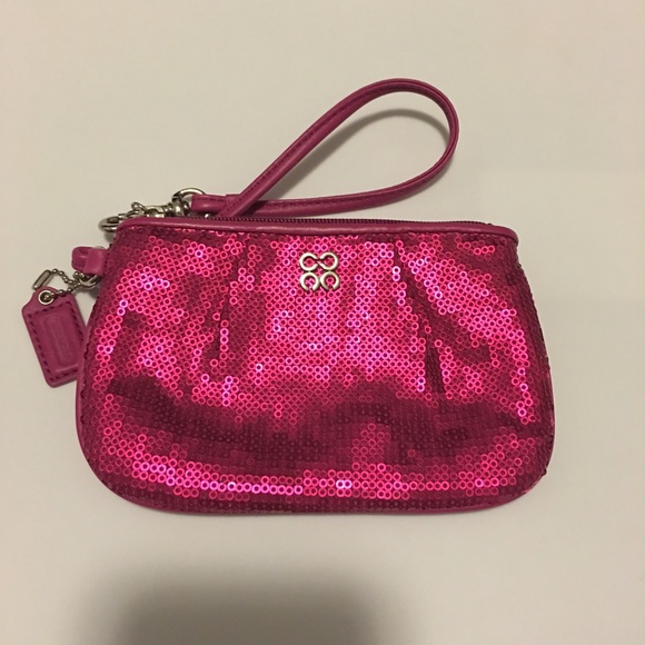 Pink sequin Coach wristlet