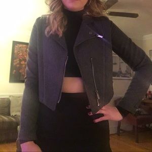 MTTM gray wool cropped moto jacket