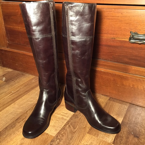 Dark brown leather boots
