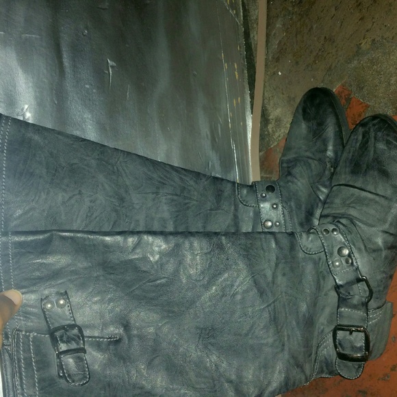 Distressed grey boots