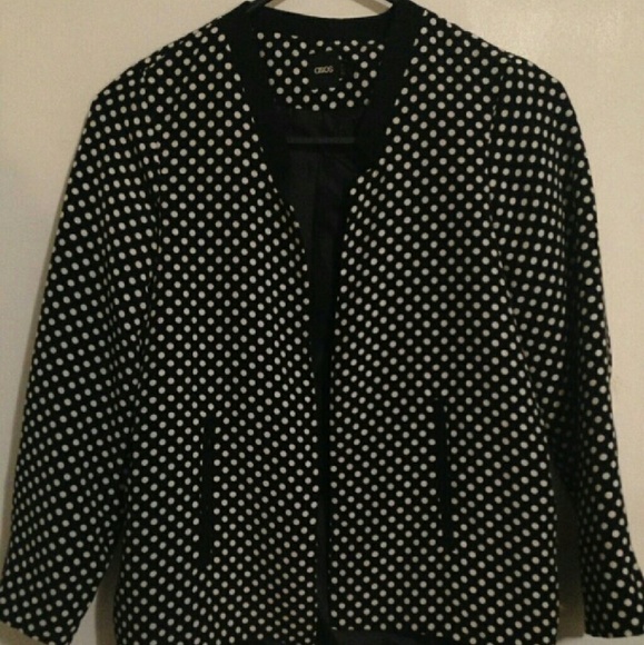 Women's Black & White Polka Dot Blazer