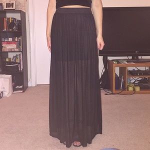 Layered maxi skirt (sheer overlay mini underneath)