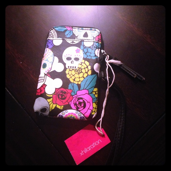 Skull Floral Wristlet Wallet