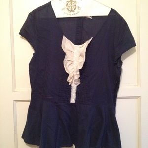 Navy blue shirt sleeve blouse
