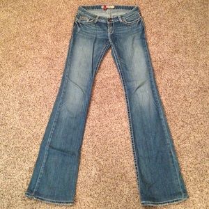 BKE Stella jeans, boot cut, extra long, distressed