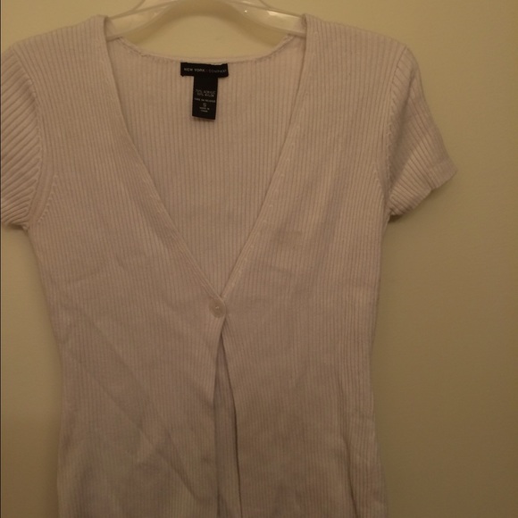 white sweater w sassy single button front
