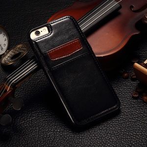 Leather wallet case, Iphone 6/6s - BLACK