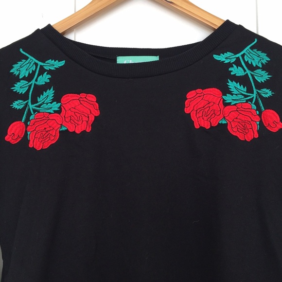 Vintage Sweaters - Sold! Rose embroider sweater