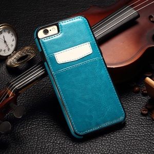 Leather wallet case, Iphone 6/6s - Light BLUE
