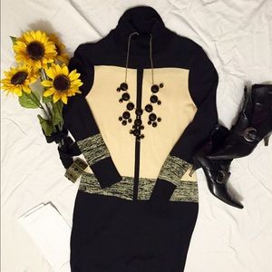 Black and Tan Sweater Dress