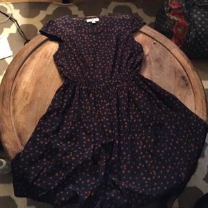 Navy blue print dress from Modcloth