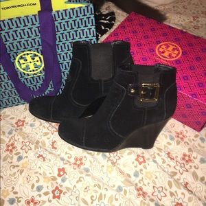 Authentic Tory Burch Black Suede Adrianne booties