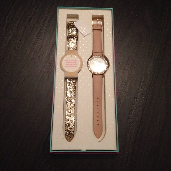 Kate spade glitter nude watch set NWT