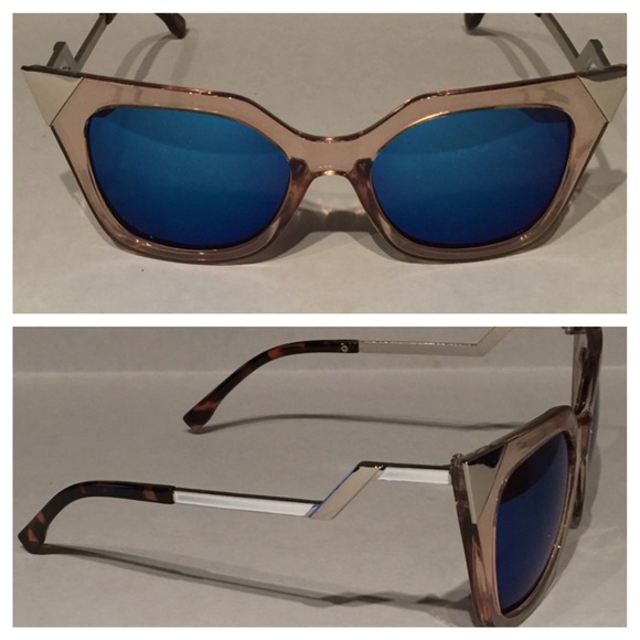 Cat eye tips blue lenses