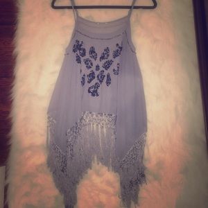 Forever21 tassel and sequin Semi Sheer Cami