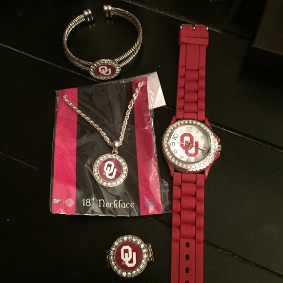 OU necklace, bracelet, watch & ring