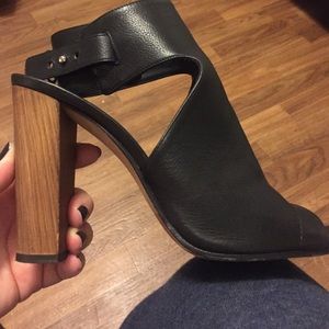 Vince open toe ankle strap booties black leather