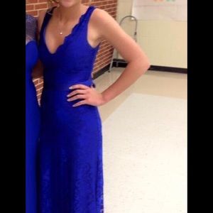 Blue Lace Prom Dress