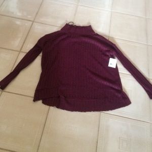 Maroon Free People High Neck Sweater