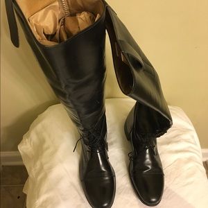 Leather riding boots.